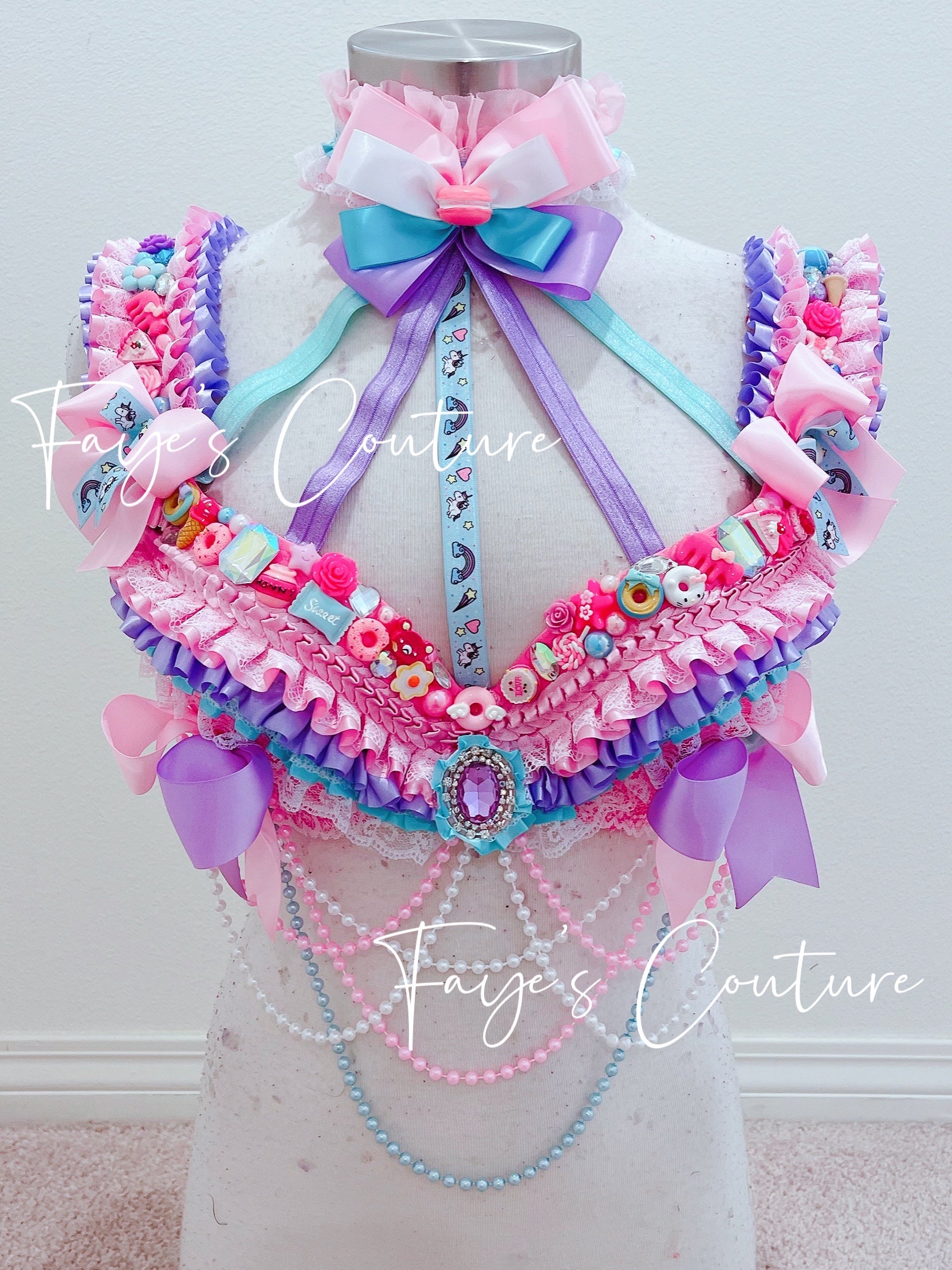 Candy-land inspired Bra with Choker, Rave wear, EDC, Music festival, C –  Fayes Couture