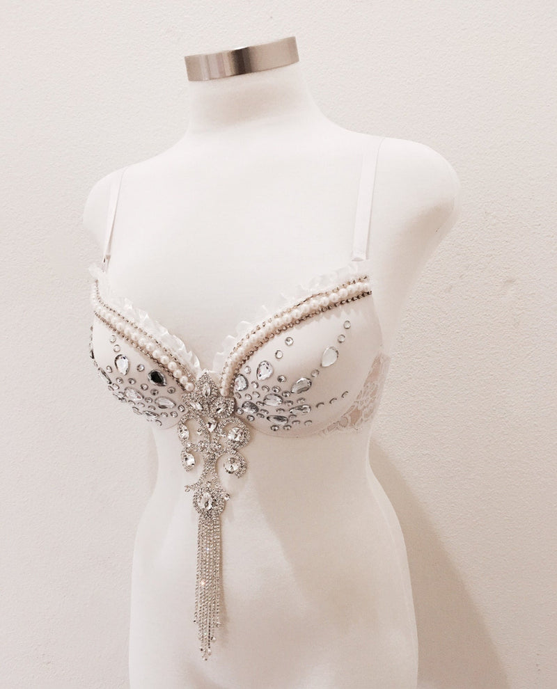 Diamond Peacock, Bridal Bra, Bridal Lingerie, EDC Outfit, Rave Bra