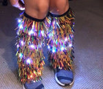 LED Iridescent Sequin Leg fluffy, Leg Fur, Mermaid Leg fluffy, mermaid tail, Unicorn Leg Fluffy, rave wear, leg wear