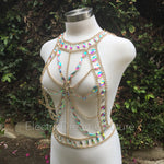 Body Chain, Body Jewelry, Chain Top, rhinestone Top, Ravewear, festival wear,