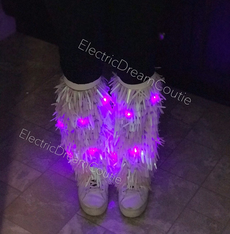 LED Iridescent Sequin Leg fluffy, Leg Fur, Mermaid Leg fluffy, mermaid tail, Unicorn Leg Fluffy, rave wear, leg wear