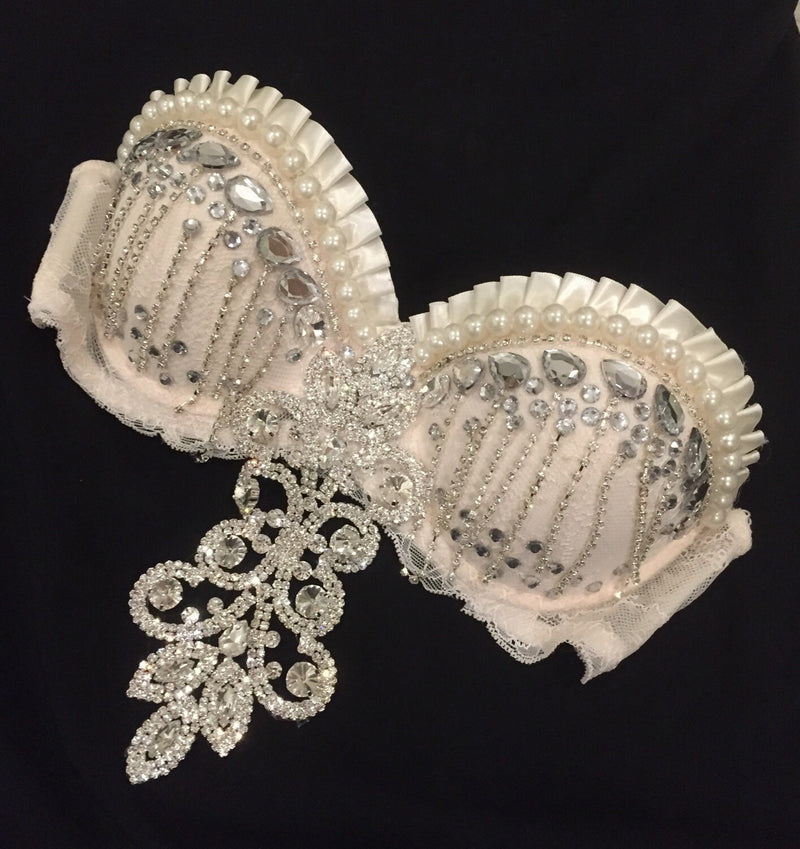 Diamond Snow Bra, Rave Bra, Bridal, Lingerie, Bridal Bra, Wedding