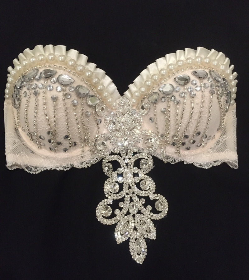 Diamond Snow Bra, Rave Bra, Bridal, Lingerie, Bridal Bra, Wedding