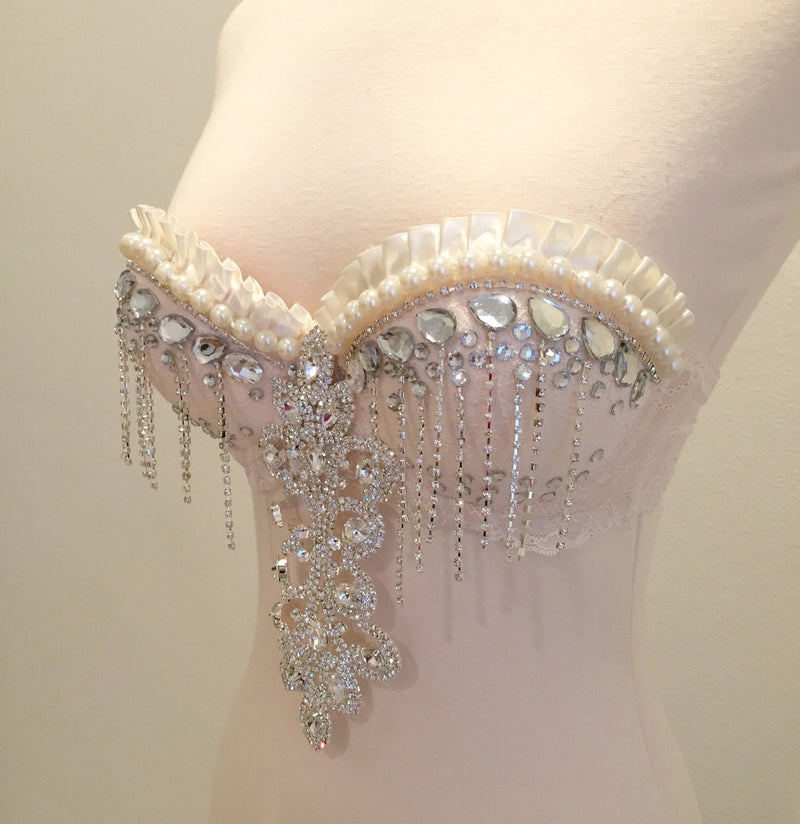 Diamond Snow Bra, Rave Bra, Bridal, Lingerie, Bridal Bra, Wedding