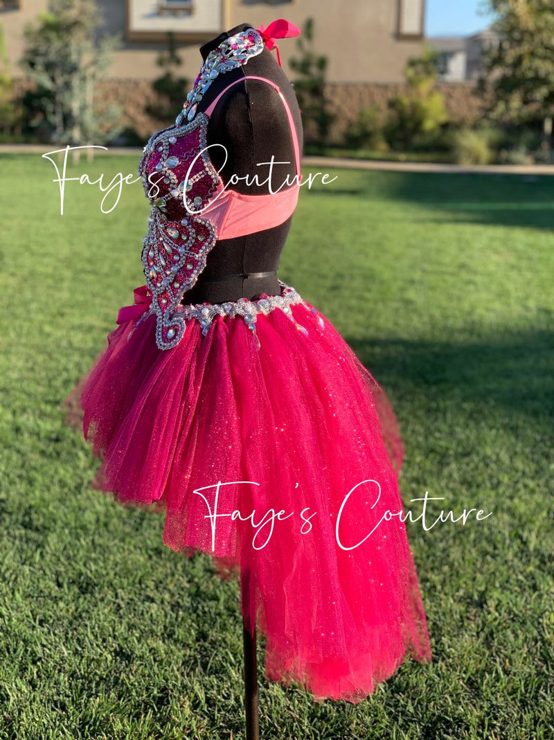 Hot Pink Glitter Butterfly inspired outfit set, Rave wear, EDC, Music Fayes Couture Hot Pink Glitter Butterfly inspired outfit set, Rave wear, EDC, Music Fayes Couture