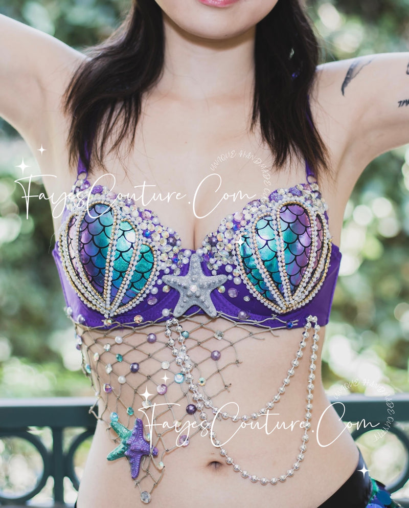 Pearl Mermaid Carnival Bra Rave clothes,rave outfits,edc outfits,rave – THE  LUMI SHOP