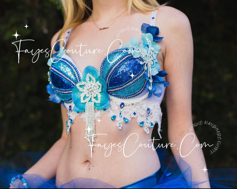 Mermaid Blue Outfit set, Rave wear, EDC, Music festival, Cosplay, Halloween costumes