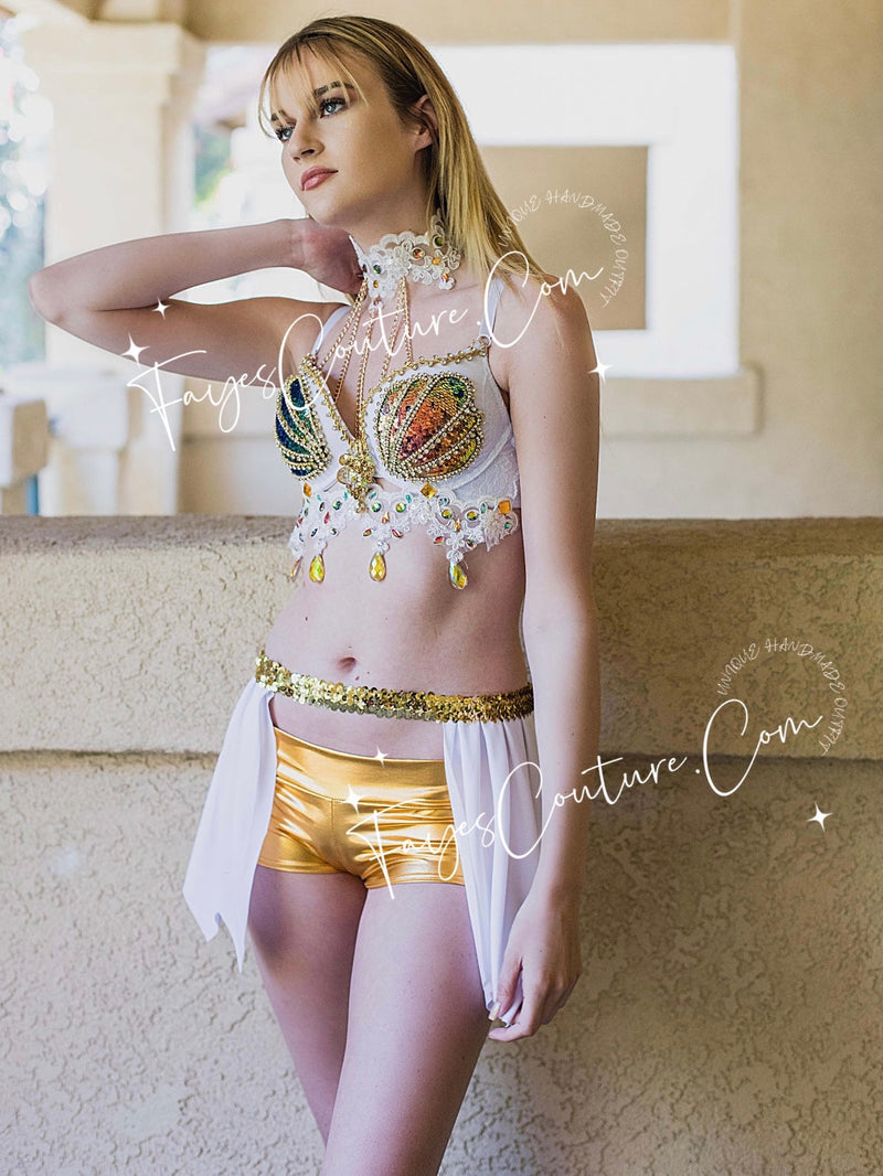 Mermaid Ariel inspired outfits set, Rave wear, EDC, Music festival