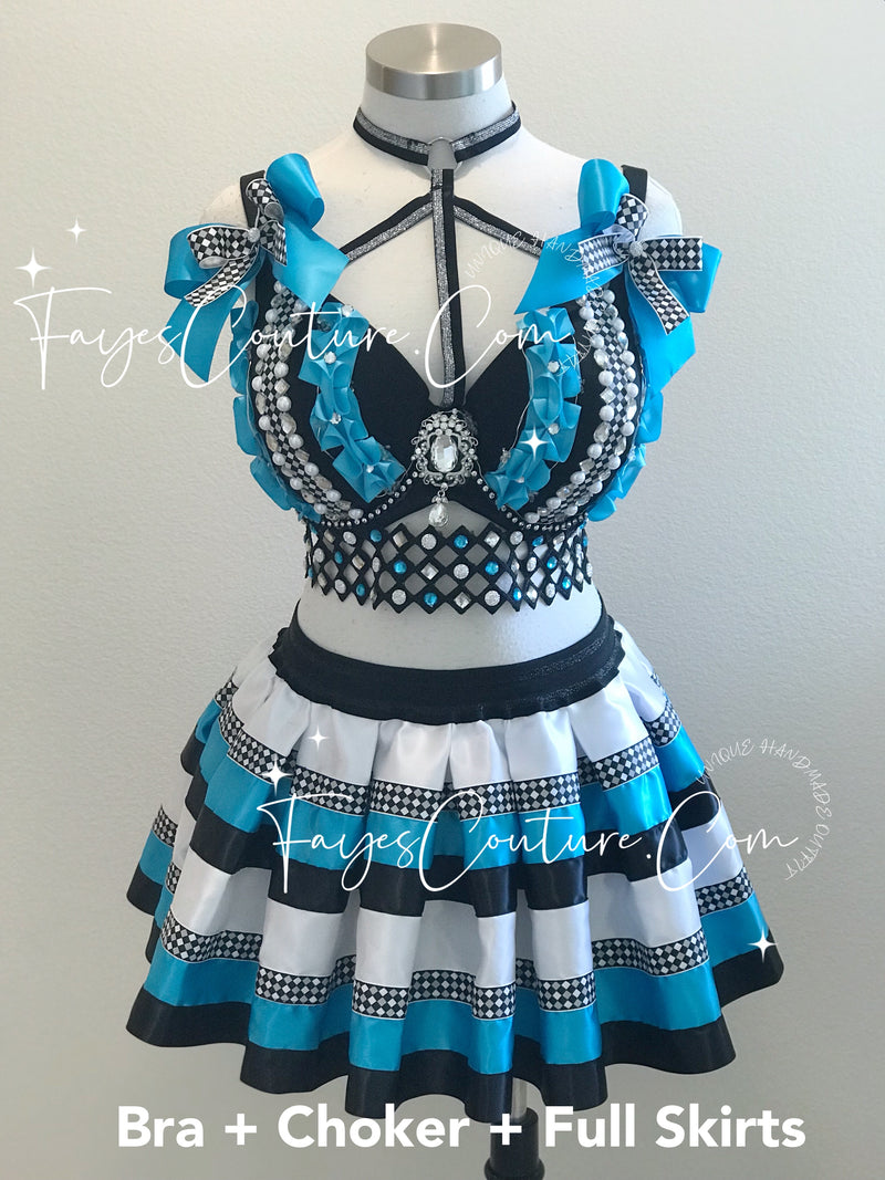 Alice in wonderland inspired outfit set, Rave wear, EDC, Music festival, Cosplay, Halloween costumes