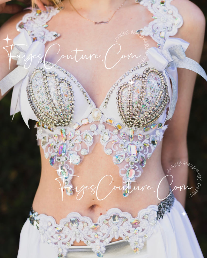 Mermaid in White, Bridal inspired outfits set, Rave wear, EDC, Music f –  Fayes Couture