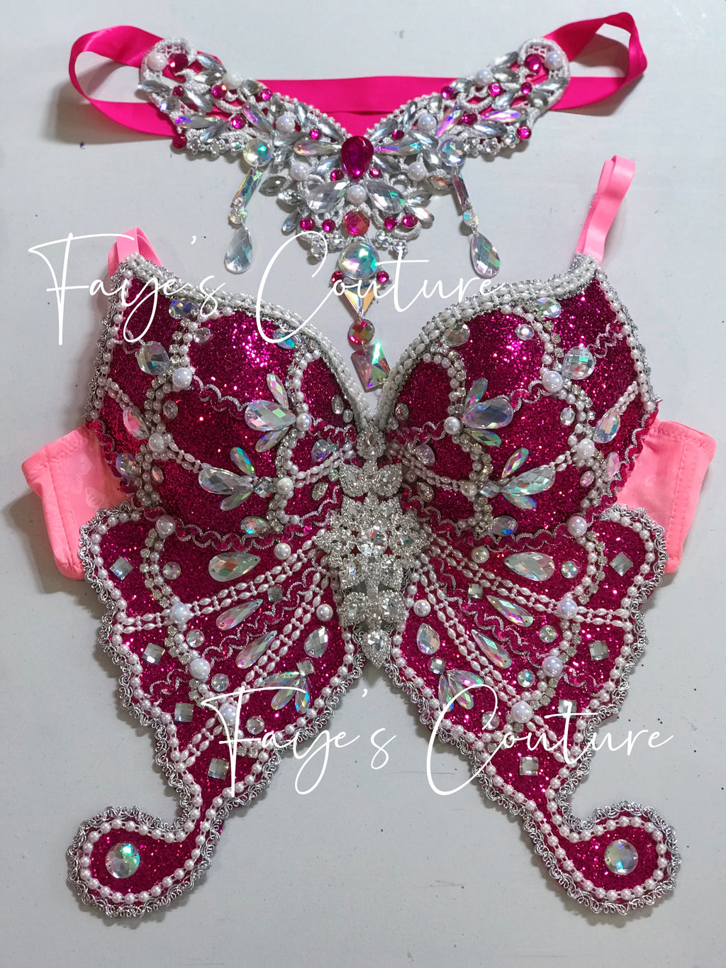 Glitter Pink Butterfly Bra, rave EDC Music festival wear, Halloween co –  Fayes Couture