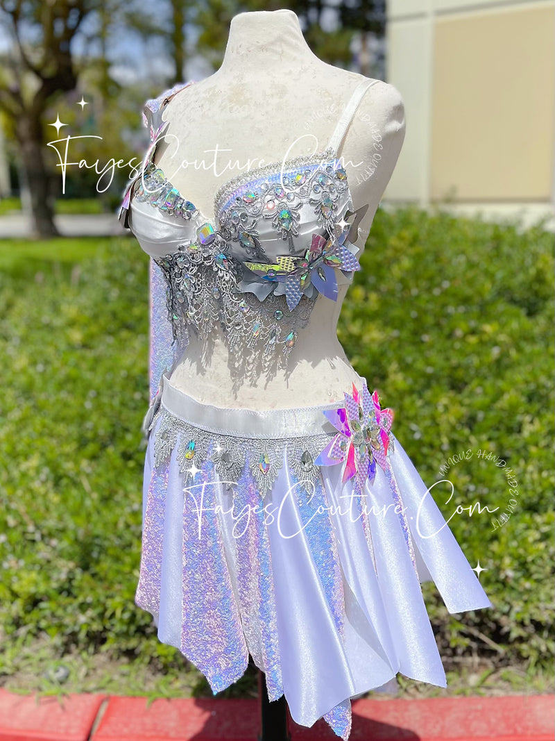 Greek Goddess Iridescent Unicorn Color inspired outfit set Rave